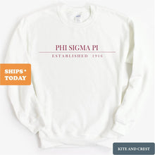 Load image into Gallery viewer, Phi Sigma Pi Boyfriend Sweatshirt - Fraternity Crewneck Sweatshirt - Kite and Crest