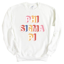 Load image into Gallery viewer, Phi Sigma Pi Colorful 3D Sweatshirt - Fraternity Crewneck Sweatshirt - Kite and Crest