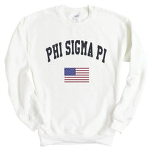 Load image into Gallery viewer, Phi Sigma Pi Traditional Flag Sweatshirt - Fraternity Crewneck Sweatshirt - Kite and Crest