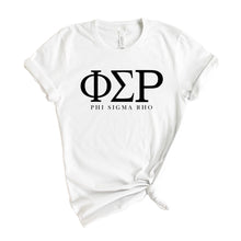 Load image into Gallery viewer, Phi Sigma Rho Block Letter T-shirt - Kite and Crest