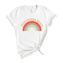 Load image into Gallery viewer, Phi Sigma Rho Colorful Rainbow T-shirt - Kite and Crest