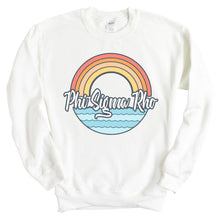 Load image into Gallery viewer, Phi Sigma Rho Wavy Rainbow Crewneck Sweatshirt - Kite and Crest