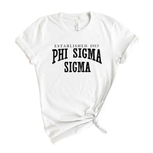 Load image into Gallery viewer, Phi Sigma Sigma Established Sorority T-Shirt Shirt Tee - Kite and Crest