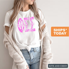 Load image into Gallery viewer, Phi Sigma Sigma Pink Floral Sorority T-Shirt Shirt Tee - Kite and Crest
