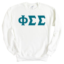 Load image into Gallery viewer, Phi Sigma Sigma Sweatshirt | Phi Sig Basic Large Letters Crewneck Sweatshirt | Phi Sigma Sigma Sorority Gift Idea - Kite and Crest