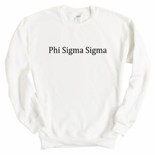 Load image into Gallery viewer, Phi Sigma Sigma Sweatshirt - Phi Sig Black Written Crewneck Sweatshirt - Kite and Crest