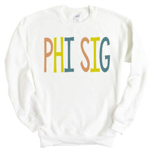 Load image into Gallery viewer, Phi Sigma Sigma Sweatshirt - Phi Sig Colorful Lined Crewneck Sweatshirt - Kite and Crest