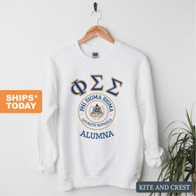 Load image into Gallery viewer, Phi Sigma Sigma Sweatshirt - Phi Sig Crest Alumna Crewneck Sweatshirt - Kite and Crest