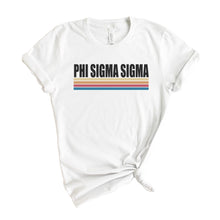 Load image into Gallery viewer, Phi Sigma Sigma T-Shirt | Phi Sig Colorful Stripes Shirt | Phi Sigma Sigma Sorority Gift Idea - Kite and Crest