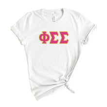 Load image into Gallery viewer, Phi Sigma Sigma T-shirt - Phi Sig Cute Letters Tee - Kite and Crest