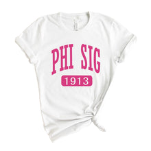 Load image into Gallery viewer, Phi Sigma Sigma T-Shirt | Phi Sig Large Established Shirt | Phi Sigma Sigma Sorority Gift Idea - Kite and Crest