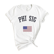 Load image into Gallery viewer, Phi Sigma Sigma T-shirt - Phi Sig USA Tee - Kite and Crest