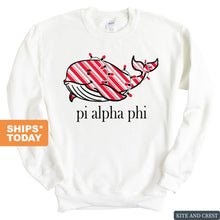 Load image into Gallery viewer, Pi Alpha Phi Red Whale Sweatshirt - Fraternity Crewneck Sweatshirt - Kite and Crest