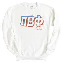 Load image into Gallery viewer, Pi Beta Phi Sweatshirt - Pi Phi American Colored Crewneck Sweatshirt - Kite and Crest