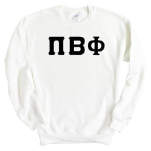 Load image into Gallery viewer, Pi Beta Phi Sweatshirt | Pi Phi Basic Black Letters Crewneck Sweatshirt | Pi Beta Phi Sorority Gift Idea - Kite and Crest