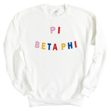 Load image into Gallery viewer, Pi Beta Phi Sweatshirt | Pi Phi Circular Colorful Crewneck Sweatshirt | Pi Beta Phi Sorority Gift Idea - Kite and Crest