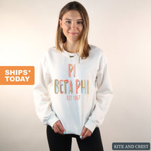 Load image into Gallery viewer, Pi Beta Phi Sweatshirt - Pi Phi Cooper Crewneck Sweatshirt - Kite and Crest