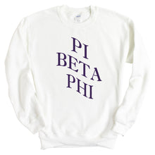 Load image into Gallery viewer, Pi Beta Phi Sweatshirt | Pi Phi Large and Wavy Letters Crewneck Sweatshirt | Pi Beta Phi Sorority Gift Idea - Kite and Crest