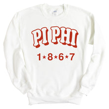 Load image into Gallery viewer, Pi Beta Phi Sweatshirt - Pi Phi Red Arch Crewneck Sweatshirt - Kite and Crest