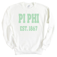 Load image into Gallery viewer, Pi Beta Phi Sweatshirt - Pi Phi Sporty Established Crewneck Sweatshirt - Kite and Crest