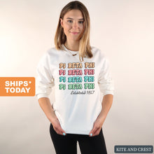 Load image into Gallery viewer, Pi Beta Phi Sweatshirt - Pi Phi Stencil Crewneck Sweatshirt - Kite and Crest
