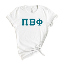 Load image into Gallery viewer, Pi Beta Phi T-Shirt | Pi Phi Basic Large Letters Shirt | Pi Beta Phi Sorority Gift Idea - Kite and Crest