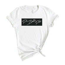 Load image into Gallery viewer, Pi Beta Phi T-shirt - Pi Phi Black Box Tee - Kite and Crest