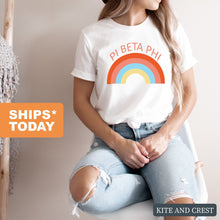 Load image into Gallery viewer, Pi Beta Phi T-shirt - Pi Phi Colorful Rainbow Tee - Kite and Crest