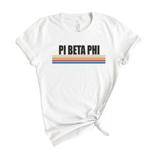 Load image into Gallery viewer, Pi Beta Phi T-Shirt | Pi Phi Colorful Stripes Shirt | Pi Beta Phi Sorority Gift Idea - Kite and Crest