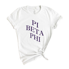 Load image into Gallery viewer, Pi Beta Phi T-Shirt | Pi Phi Large and Wavy Letters Shirt | Pi Beta Phi Sorority Gift Idea - Kite and Crest