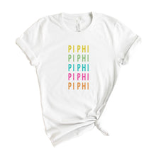 Load image into Gallery viewer, Pi Beta Phi T-shirt - Pi Phi Modern Stacked Tee - Kite and Crest