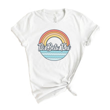 Load image into Gallery viewer, Pi Beta Phi T-shirt - Pi Phi Wavy Rainbow Tee - Kite and Crest