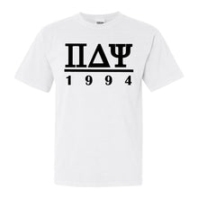 Load image into Gallery viewer, Pi Delta Psi Black Letter Comfort Colors T-Shirt - Fraternity Tee - Kite and Crest