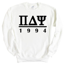 Load image into Gallery viewer, Pi Delta Psi Black Letter Sweatshirt - Fraternity Crewneck Sweatshirt - Kite and Crest