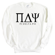 Load image into Gallery viewer, Pi Delta Psi Block Letter Sweatshirt - Fraternity Crewneck Sweatshirt - Kite and Crest