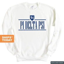 Load image into Gallery viewer, Pi Delta Psi Shield Sweatshirt - Fraternity Crewneck Sweatshirt - Kite and Crest