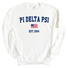 Load image into Gallery viewer, Pi Delta Psi USA Flag Sweatshirt - Fraternity Crewneck Sweatshirt - Kite and Crest