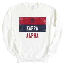 Load image into Gallery viewer, Pi Kappa Alpha Sweatshirt - PIKE Colorful Stripe Crewneck Sweatshirt - Kite and Crest
