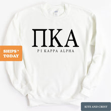 Load image into Gallery viewer, Pi Kappa Alpha Sweatshirt - PIKE Fraternal Block Crewneck Sweatshirt - Kite and Crest