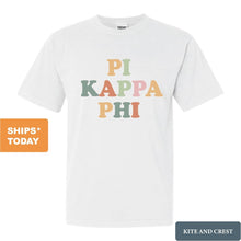 Load image into Gallery viewer, Pi Kappa Phi Comfort Colors T-Shirt - Pi Kapp Bright and Colorful Shirt - Kite and Crest
