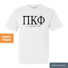 Load image into Gallery viewer, Pi Kappa Phi Comfort Colors T-Shirt - Pi Kapp Fraternal Block Shirt - Kite and Crest