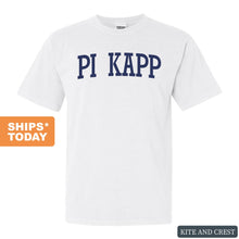 Load image into Gallery viewer, Pi Kappa Phi Comfort Colors T-Shirt - Pi Kapp Intrinsic Lettered Shirt - Kite and Crest