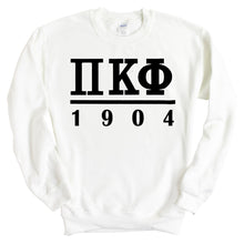 Load image into Gallery viewer, Pi Kappa Phi Sweatshirt - Pi Kapp Black Letters Crewneck Sweatshirt - Kite and Crest