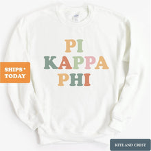 Load image into Gallery viewer, Pi Kappa Phi Sweatshirt - Pi Kapp Bright and Colorful Crewneck Sweatshirt - Kite and Crest