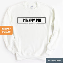 Load image into Gallery viewer, Pi Kappa Phi Sweatshirt - Pi Kapp Fraternal Block Crewneck Sweatshirt - Kite and Crest