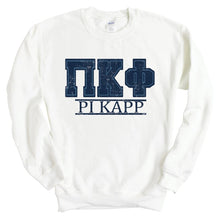 Load image into Gallery viewer, Pi Kappa Phi Sweatshirt - Pi Kapp Washed Letters Crewneck Sweatshirt - Kite and Crest