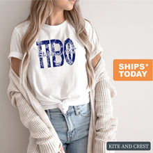 Load image into Gallery viewer, Pi Phi Pi Beta Phi Blue Floral Sorority T-Shirt Tee - Kite and Crest