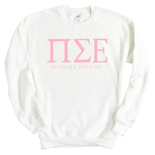 Load image into Gallery viewer, Pi Sigma Epsilon Classic Pink Letters Sweatshirt - Fraternity Crewneck Sweatshirt - Kite and Crest