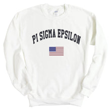 Load image into Gallery viewer, Pi Sigma Epsilon Traditional Flag Sweatshirt - Fraternity Crewneck Sweatshirt - Kite and Crest