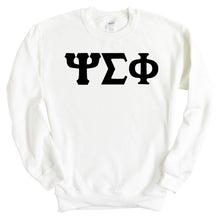 Load image into Gallery viewer, Psi Sigma Phi Basic Black Letters Sweatshirt - Fraternity Crewneck Sweatshirt - Kite and Crest